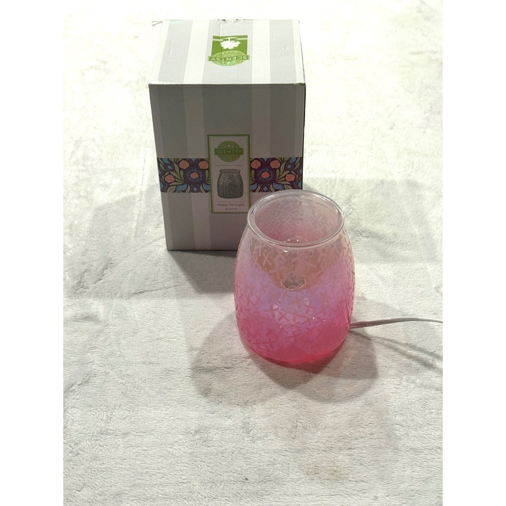 Scentsy Hope Strength & Love Pink Ribbon Wax Warmer Base Breast Cancer Awareness